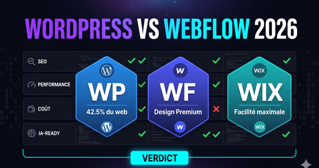 WordPress vs Webflow vs Wix en 2026 : Lequel Choisir pour votre Site ?