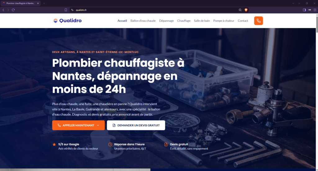 Site qualidro.fr après refonte par E-Cybercom, capture du 01/10/2026